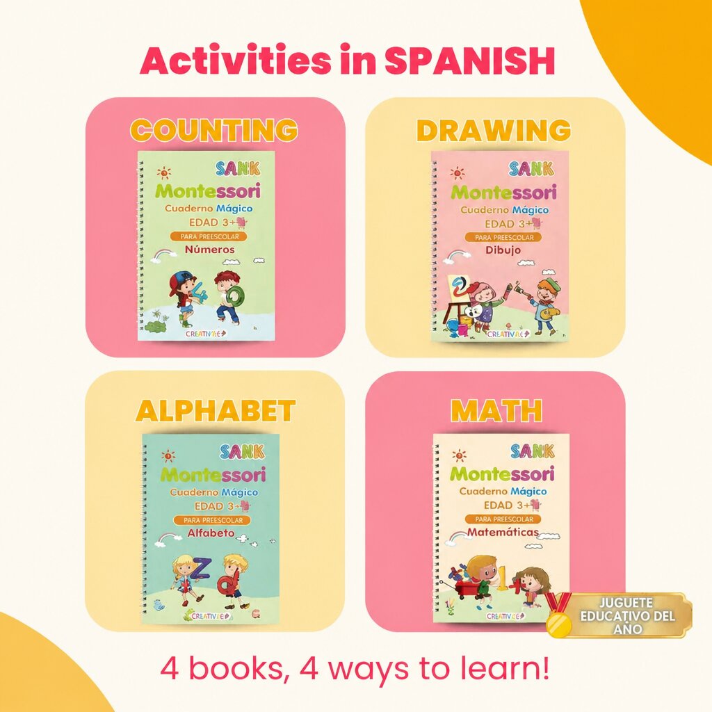 Magic Books Criativae - 4 Reusable Handwriting Practice Workbooks