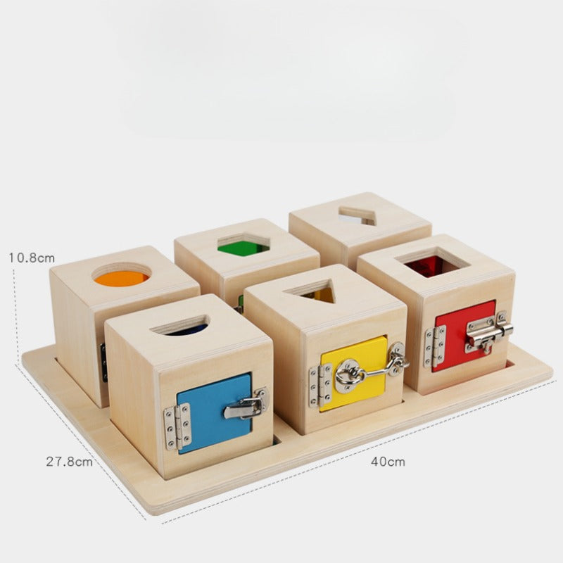 Lot de 6 boîtes à cadenas individuelles Montessori