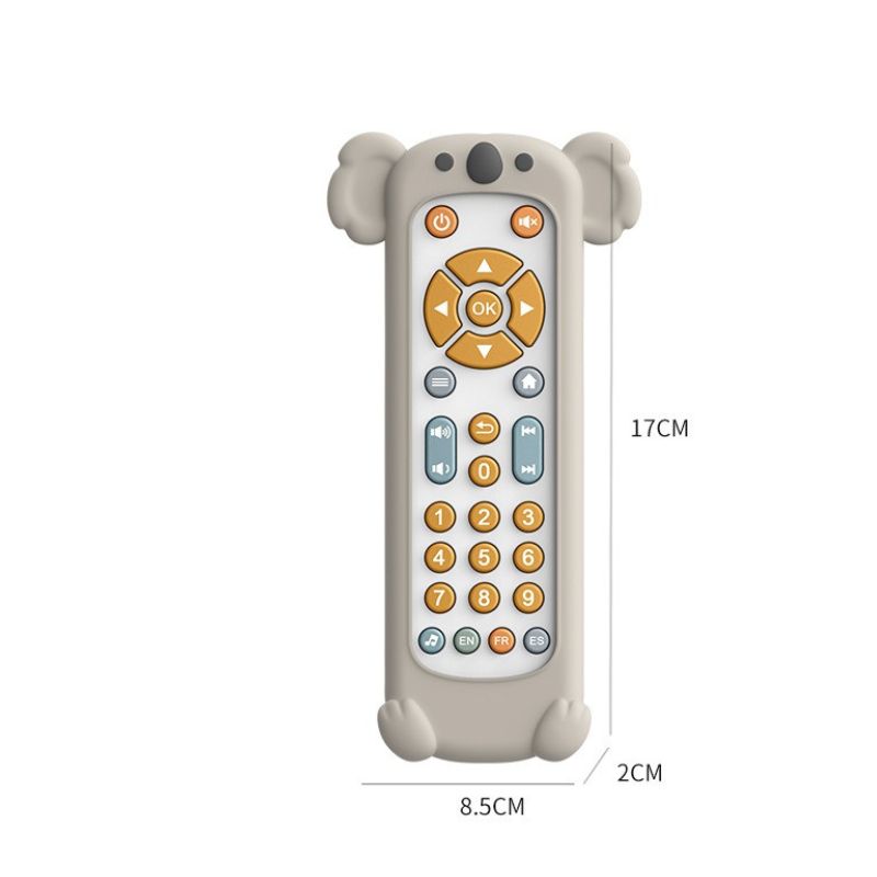 Juguete de control remoto con funda de silicona de koala, efectos de sonido y opciones multilingües.