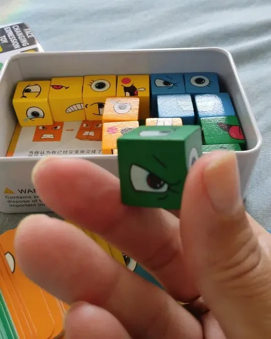 Mood Cube Criativae - Wooden Emotions Game for Kids