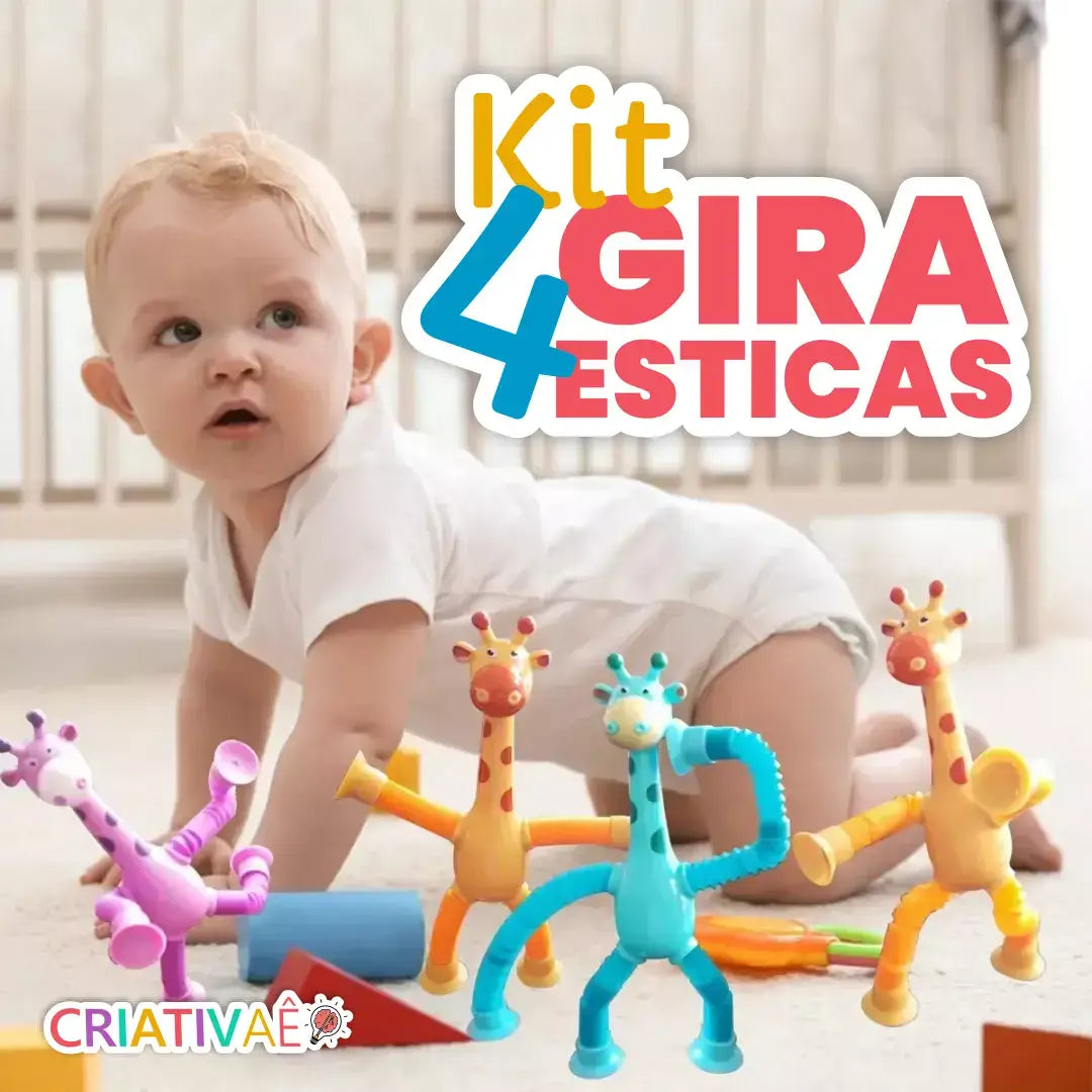 Giraffix Criativae - 4 Stretchy Sensory Giraffes With Suction Cups