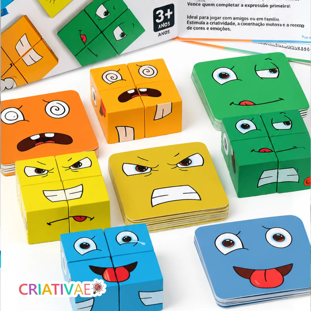 Mood Cube Criativae - Wooden Emotions Game for Kids