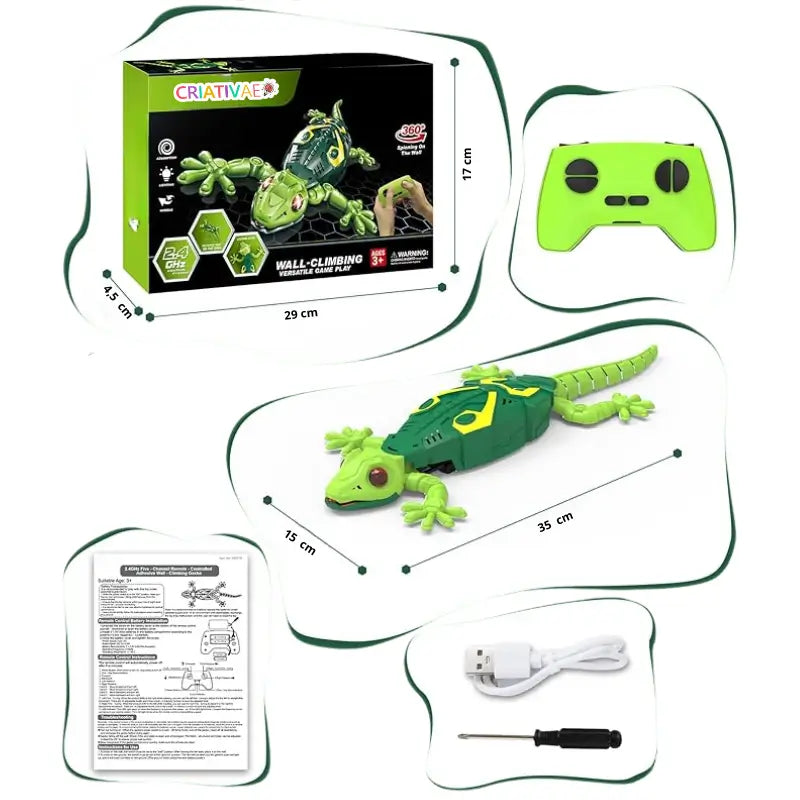 Premium Wall-Climbing Robotic Gecko – Realistic Remote Control STEM Toy for Kids | CRIATIVAE