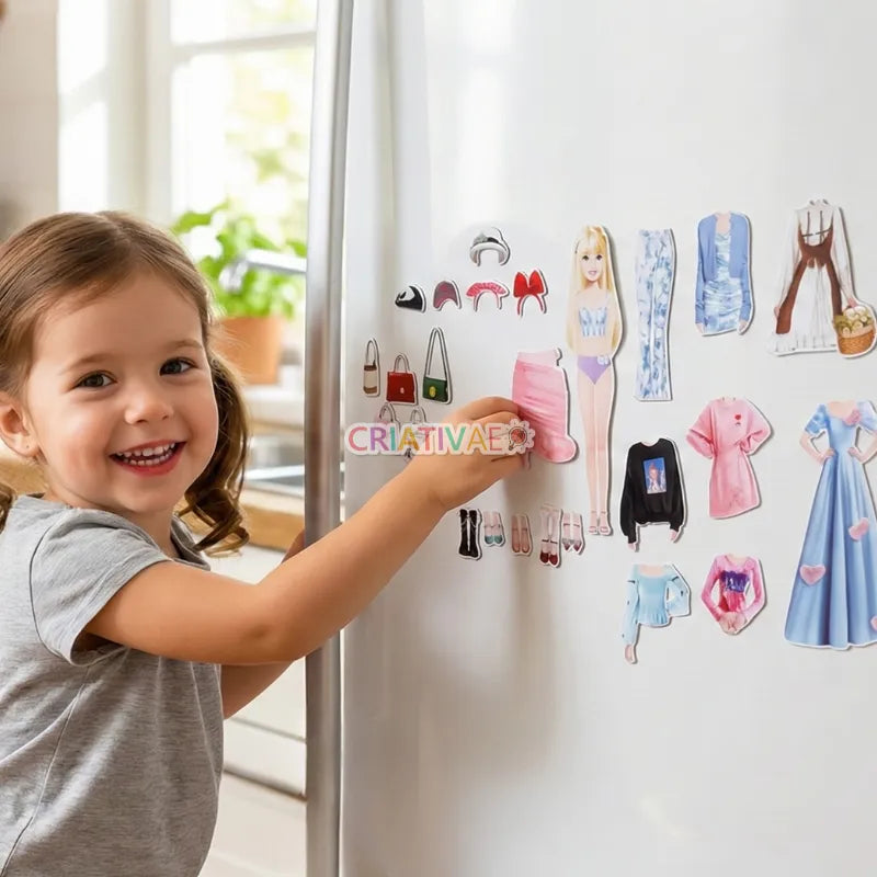Magnetic Dress Up Doll Set - Fashion Paper Dolls for All Metallic Surfaces & Travel Toys for Kids | CRIATIVAE