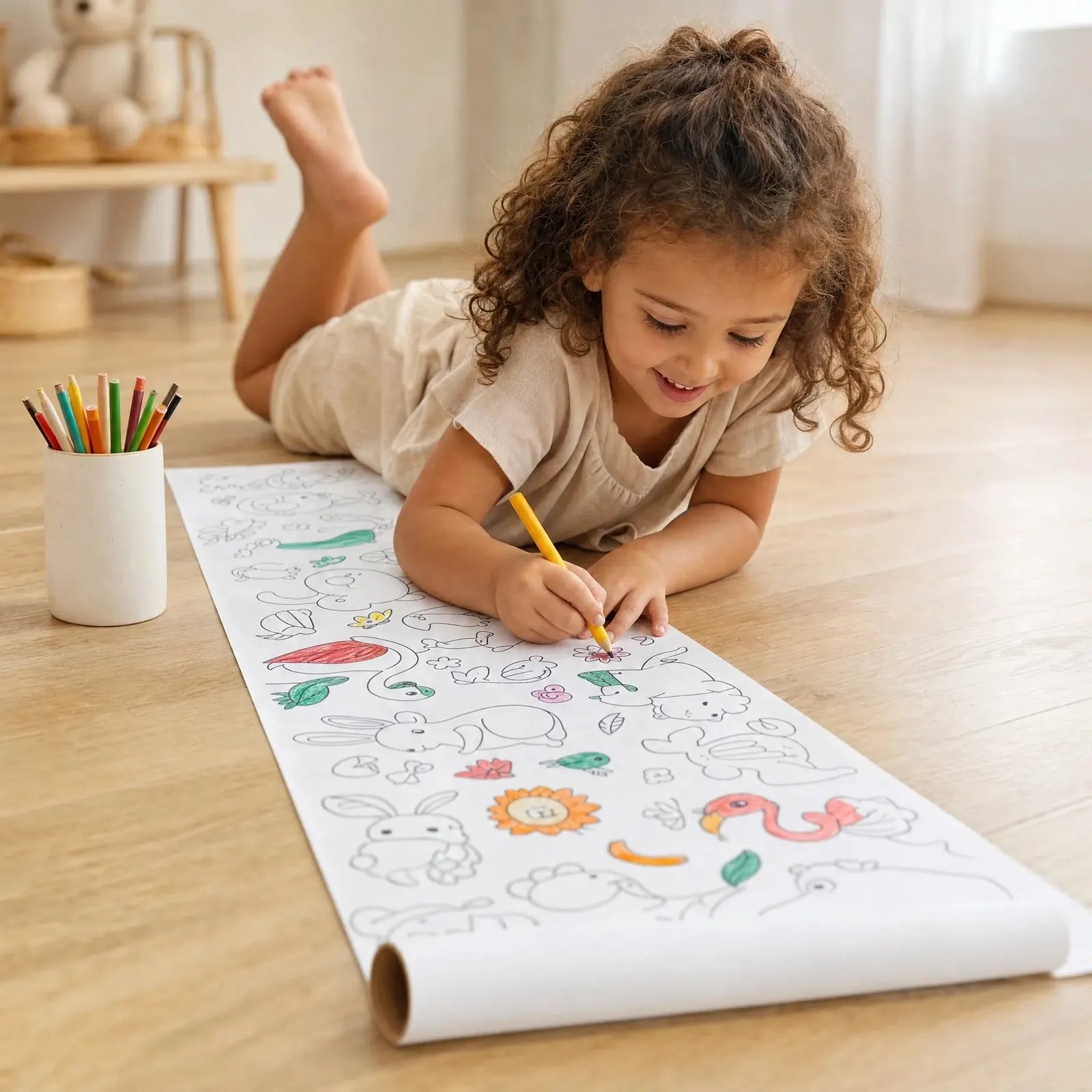 Coloring Roll Criativae - 10 Ft Sticky Coloring Paper Roll with 1000+ Drawings