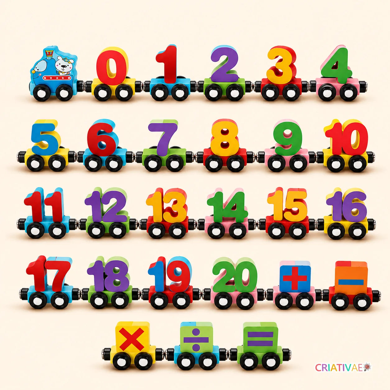Number Train Criativae - Magnetic Wooden Counting Train 0 to 10