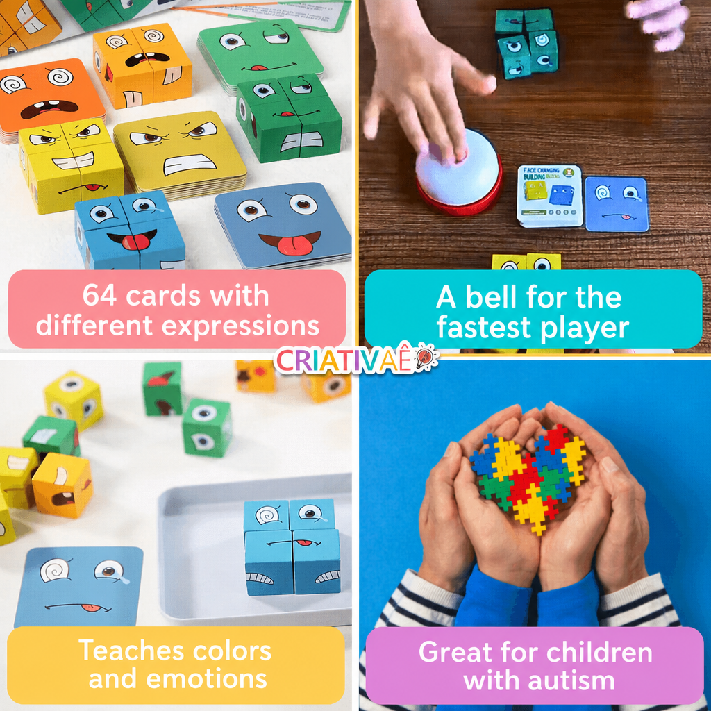 Mood Cube Criativae - Wooden Emotions Game for Kids