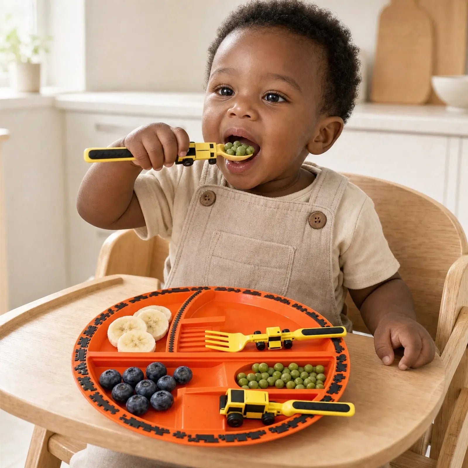 Tractor Spoon Criativae - Construction Truck Plate and Utensil Set for Toddlers