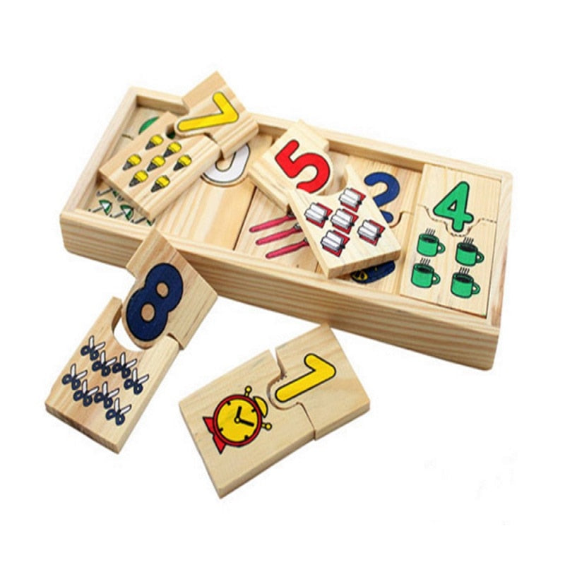 Rompecabezas matemático de madera Montessori para niños: tablero de emparejamiento logarítmico para juegos educativos y regalos de aprendizaje.