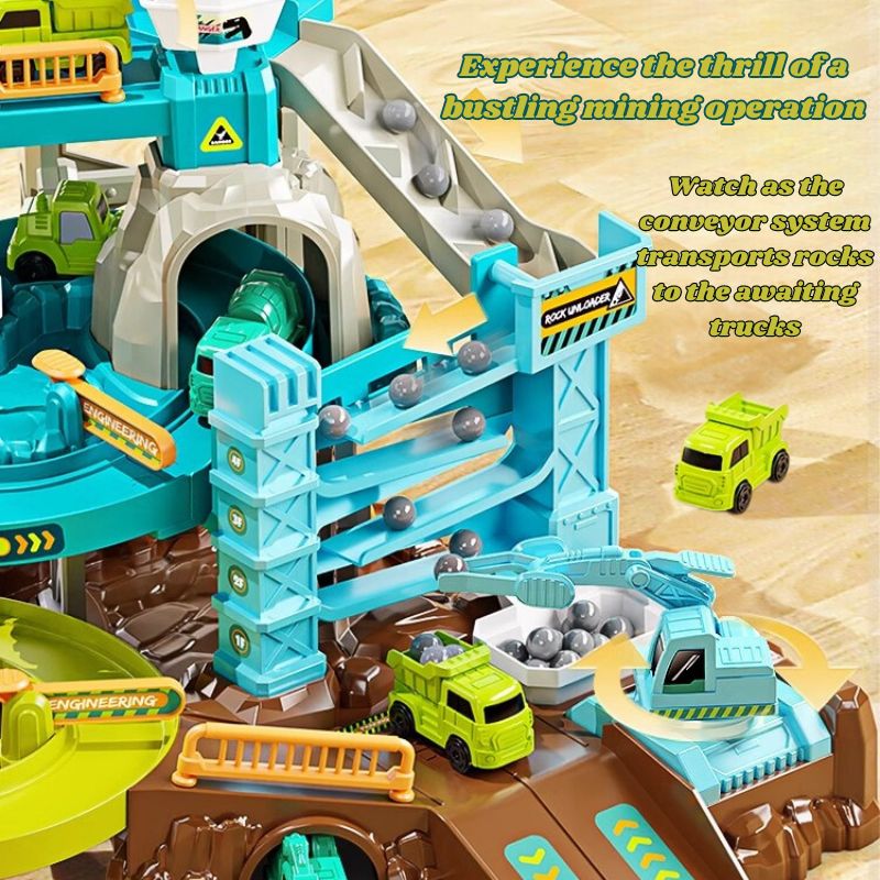 Dinosaur-Themed Construction Site Track Set with Motorized Escalator
