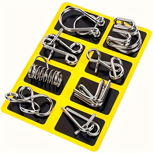 Luban Lock Puzzle Set – 8 Stainless Steel Brain Teasers for Ages 9 and Up