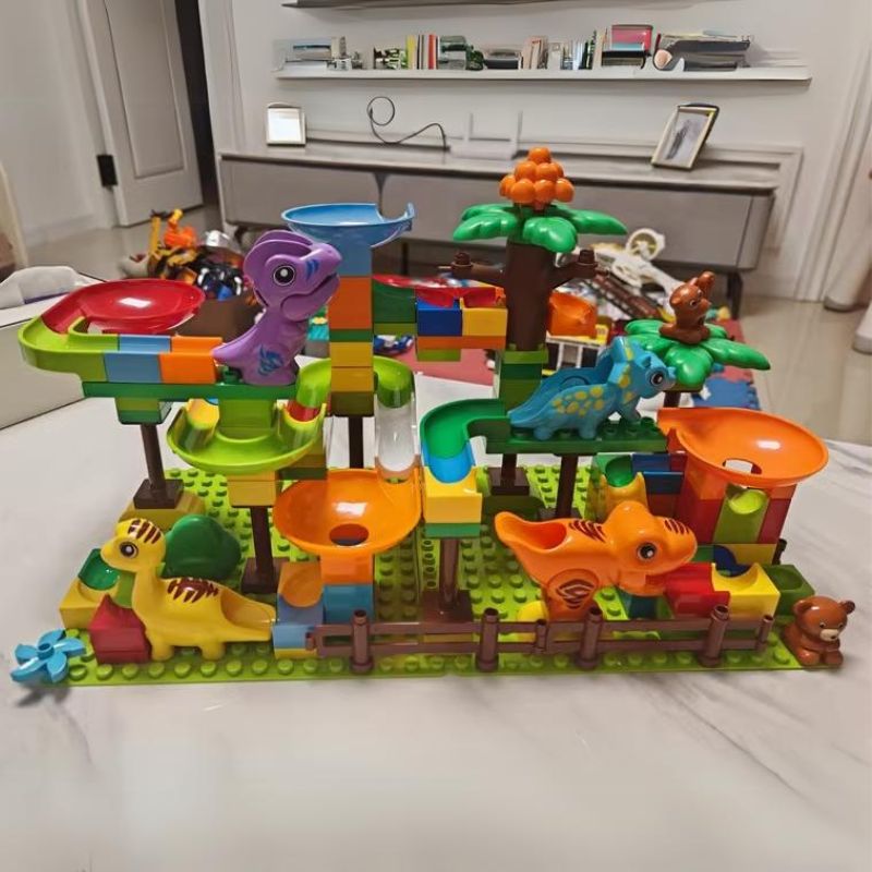 Murmelbahn-Abenteuerset mit Dinosaurier-Motiv – 135 Bausteine
