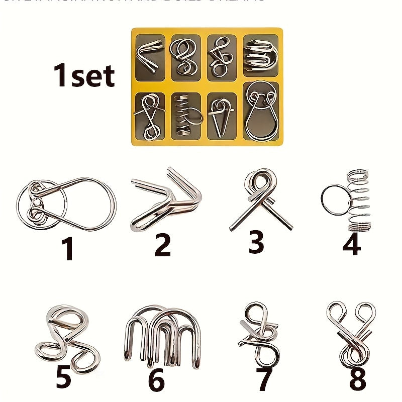 Luban Lock Puzzelset – 8 Hersenkrakers van Roestvrij Staal voor Kinderen vanaf 9 Jaar 