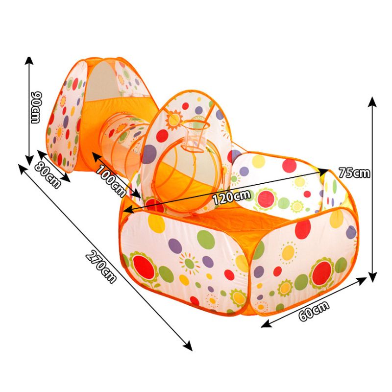 3-in-1 Kids Play Tent with Tunnel and Ball Pit - Foldable for Indoor and Outdoor Fun