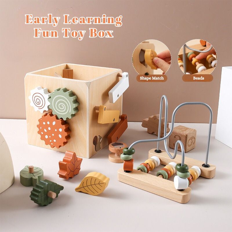 5-in-1 Wooden Early Learning Activity Toy Box