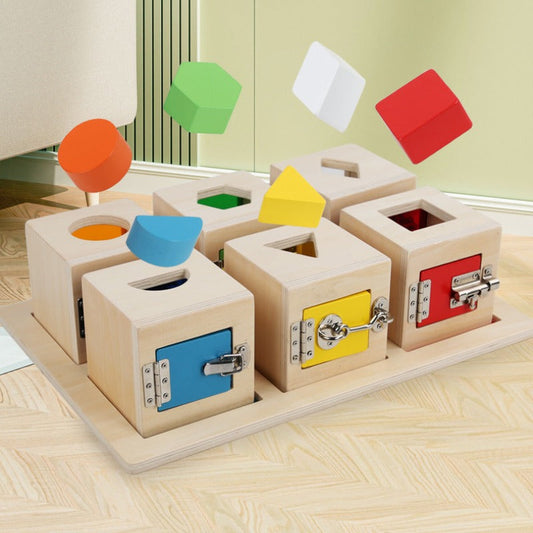 Set van 6 Montessori individuele slotboxen