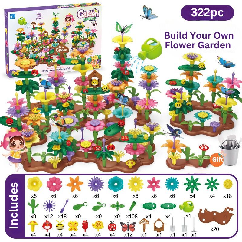 Create Your Own Flower Garden Building Set - 191pc/322pc Options