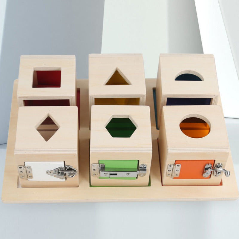 Set van 6 Montessori individuele slotboxen