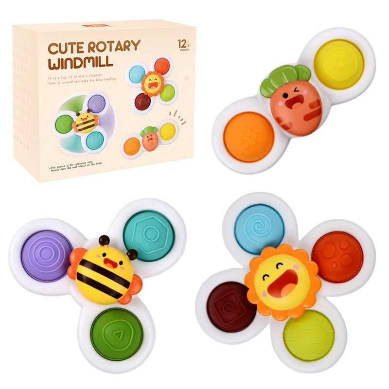 Set of 3 Pop It Spinners with Suction Cups for Travel and Bath Time Enjoyment