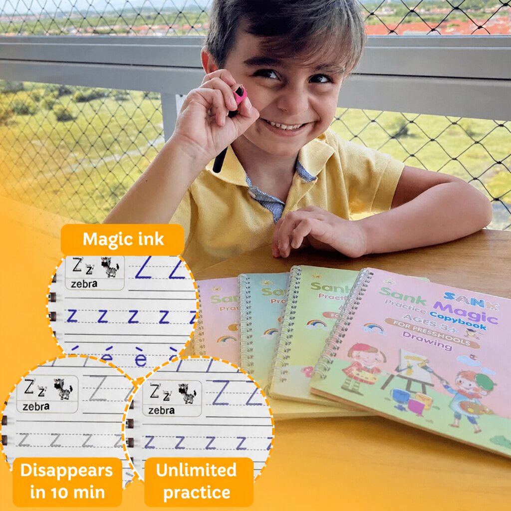 Magic Books Criativae - 4 Reusable Handwriting Practice Workbooks