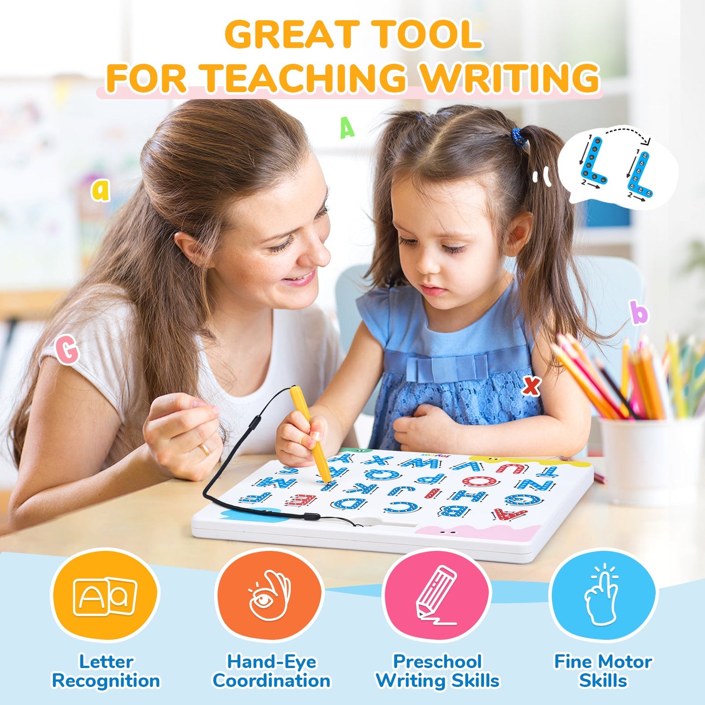 Magnetic Alphabet Tracing Board – Premium 2-Sided Educational Tool | CRIATIVAE