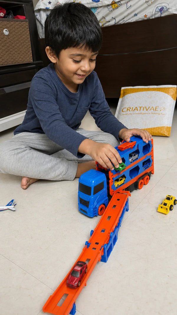 CegCar Blaster Criativae - Car Hauler Truck with 5 Ft Race Track
