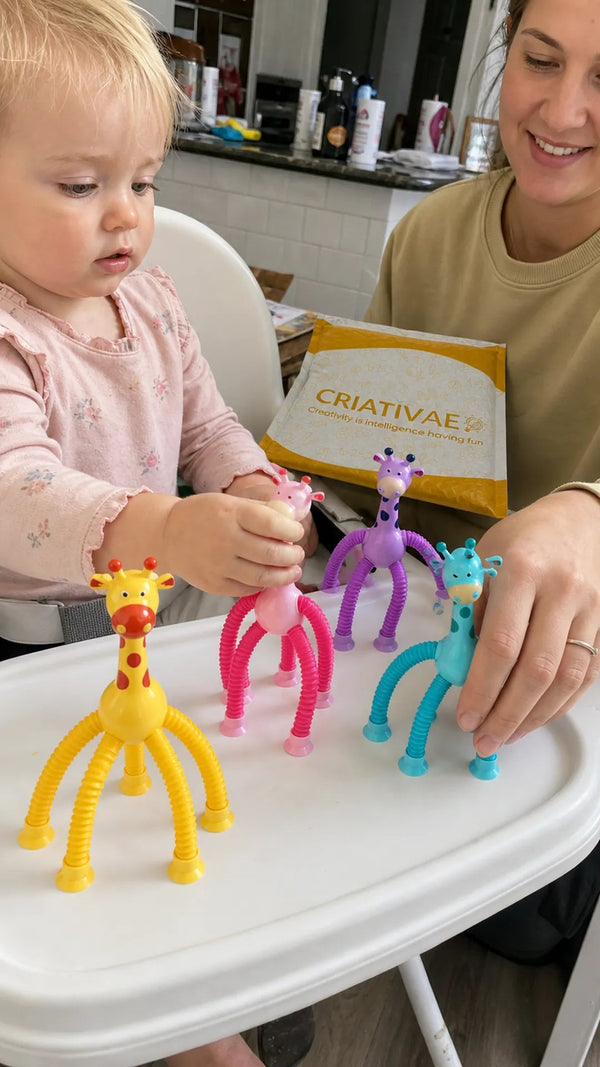 Giraffix Criativae - 4 Stretchy Sensory Giraffes With Suction Cups