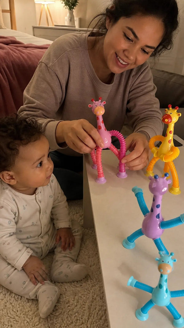 Giraffix Criativae - 4 Stretchy Sensory Giraffes With Suction Cups