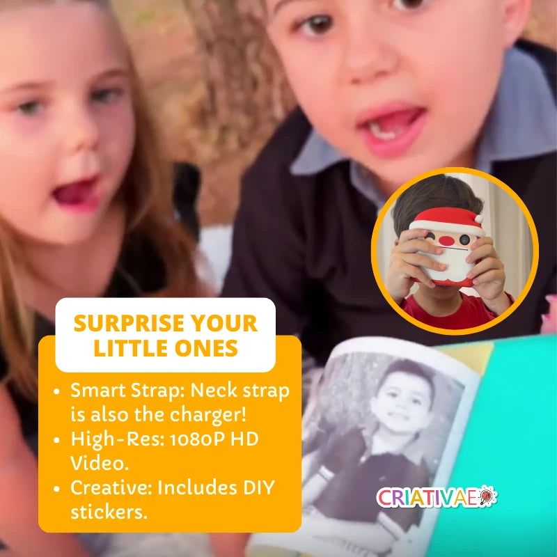 Instant Print Camera for Kids | 1080P HD Video, 2.4" Screen & Zero-Ink Thermal Printing (32GB Card Included) | CRIATIVAE
