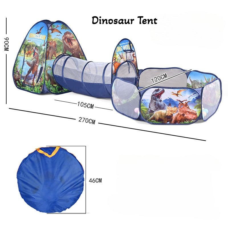 3-in-1 Dino Play Tent with Tunnel and Ball Pit - Foldable Indoor/Outdoor Fun for Kids