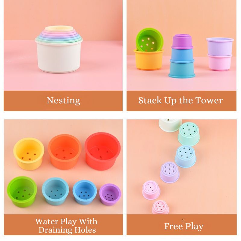7-teiliges Regenbogen-Stapel- und Nestbecher-Set