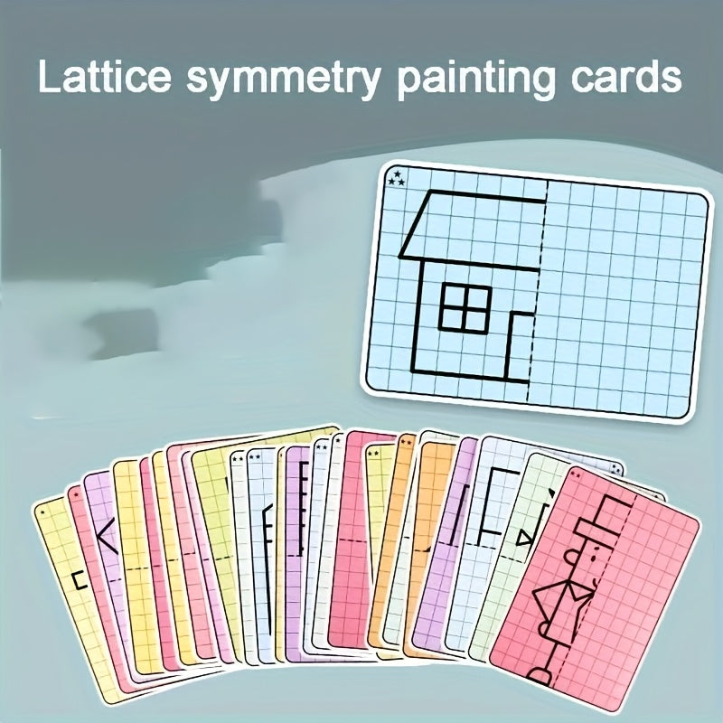Symmetrical Drawing Grid Cards – 20 Creative Pattern Designs for Kids
