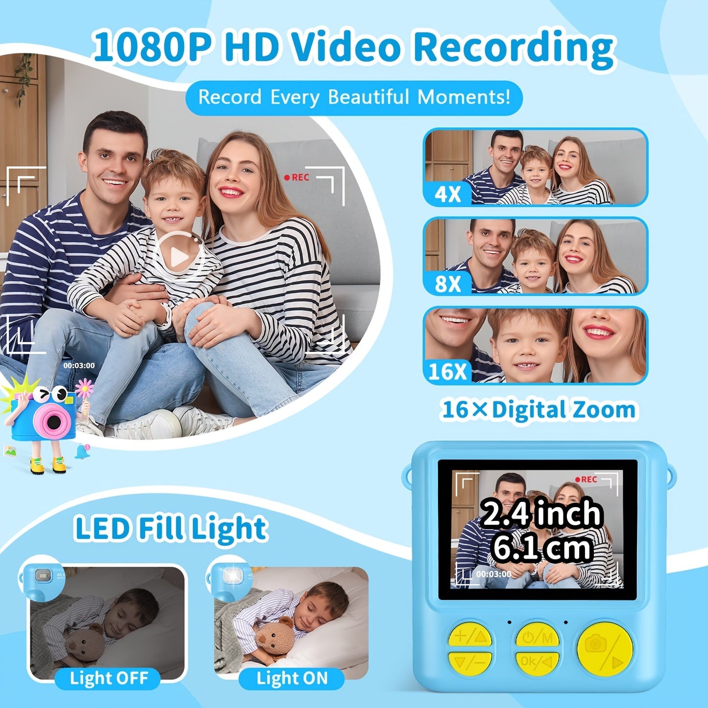 Kids Instant Print Camera – 1080P HD, 2,4" scherm, 32GB kaart en thermisch papier