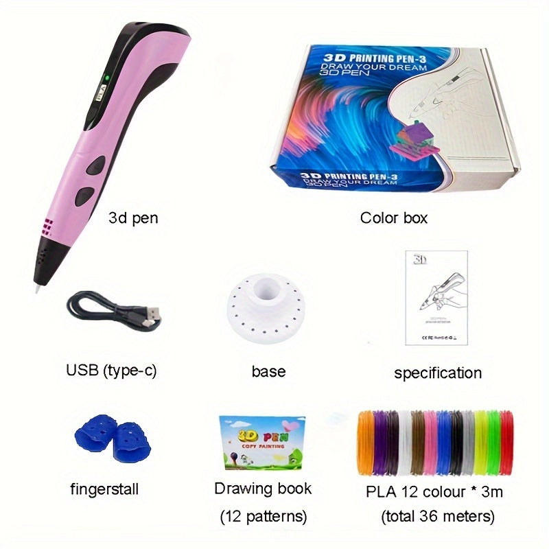 Premium 3D-tekenpenset – USB-C artistieke pen voor kinderen en tieners