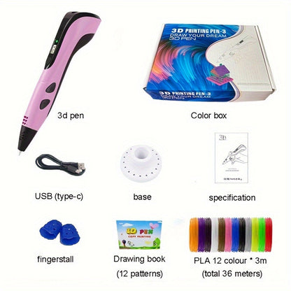 Premium 3D-tekenpenset – USB-C artistieke pen voor kinderen en tieners