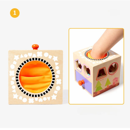 Caja sensorial de clasificación de formas texturizadas