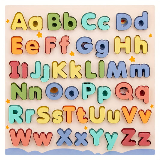 Alphabet Puzzle Board – 52 Wooden Letters for Preschool Learning