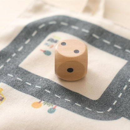 Versatile Dual-Sided Roll-Up Canvas Playmat with Wooden Cars and Adventure Game