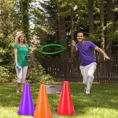 Juego de lanzamiento de aros y conos de colores: kit de actividades para exteriores e interiores