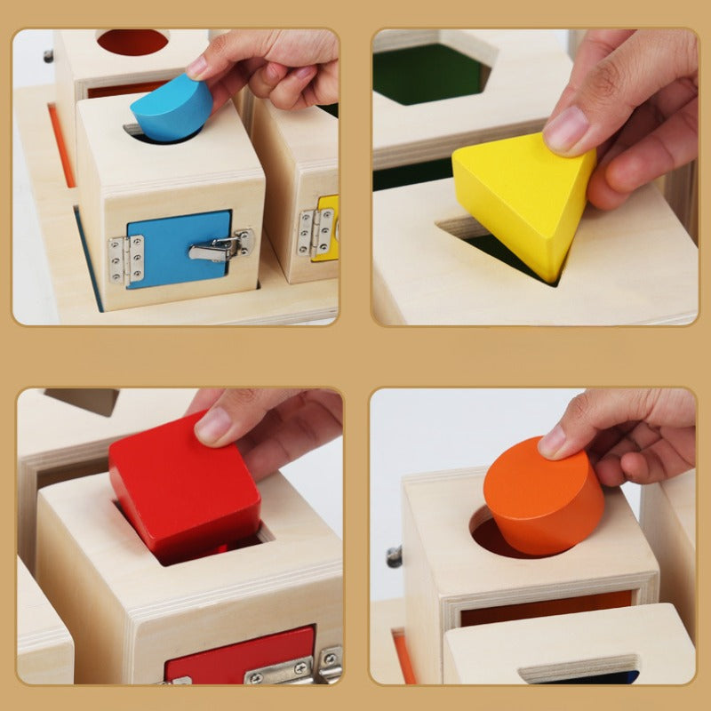Set van 6 Montessori individuele slotboxen