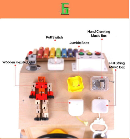 Montessori 37-in-1 Wooden Busy Board House - Sensory Play Activity Center