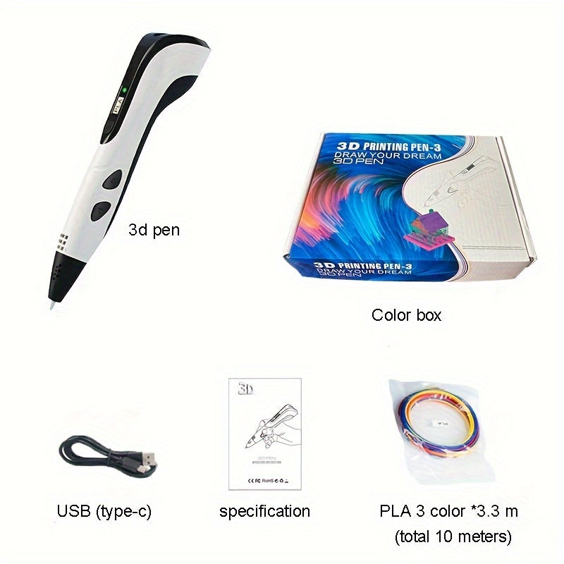 Premium 3D-tekenpenset – USB-C artistieke pen voor kinderen en tieners