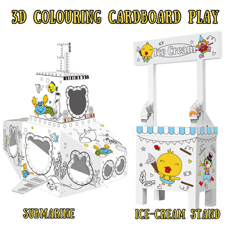 3D Cardboard Coloring Playsets