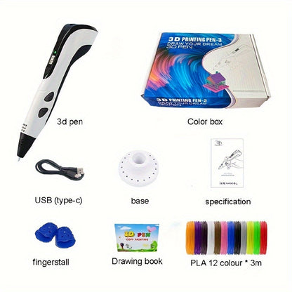 Premium 3D-tekenpenset – USB-C artistieke pen voor kinderen en tieners