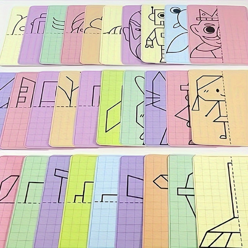 Symmetrical Drawing Grid Cards – 20 Creative Pattern Designs for Kids