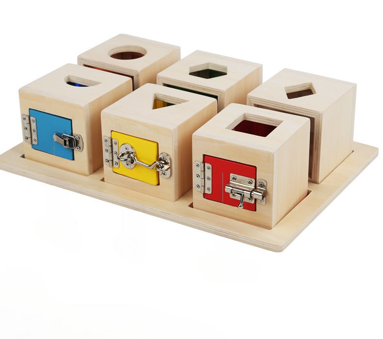 Set van 6 Montessori individuele slotboxen