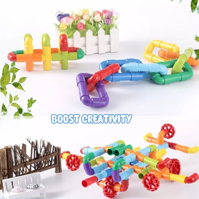 56-Piece Pipe Blocks Construction Set
