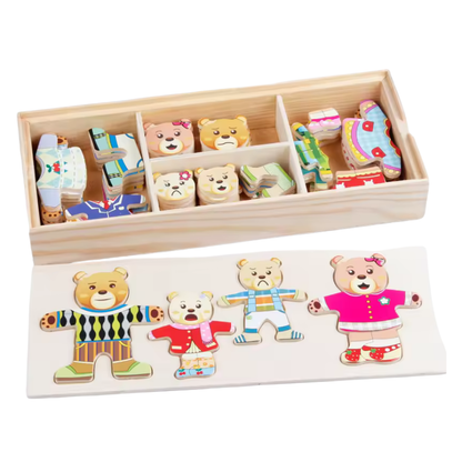 Wooden Dress-Up Animal Puzzle for Kids – 72-Piece Creative Learning Game for Fine Motor Skills & Cognitive Development | CRIATIVAE