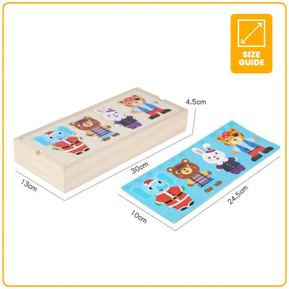 Wooden Dress-Up Animal Puzzle for Kids – 72-Piece Creative Learning Game for Fine Motor Skills & Cognitive Development | CRIATIVAE
