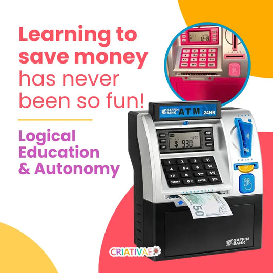 Kids ATM Piggy Bank Toy - Electronic Money Safe with Password & Automatic Bill Scroll for Boys and Girls | CRIATIVAE
